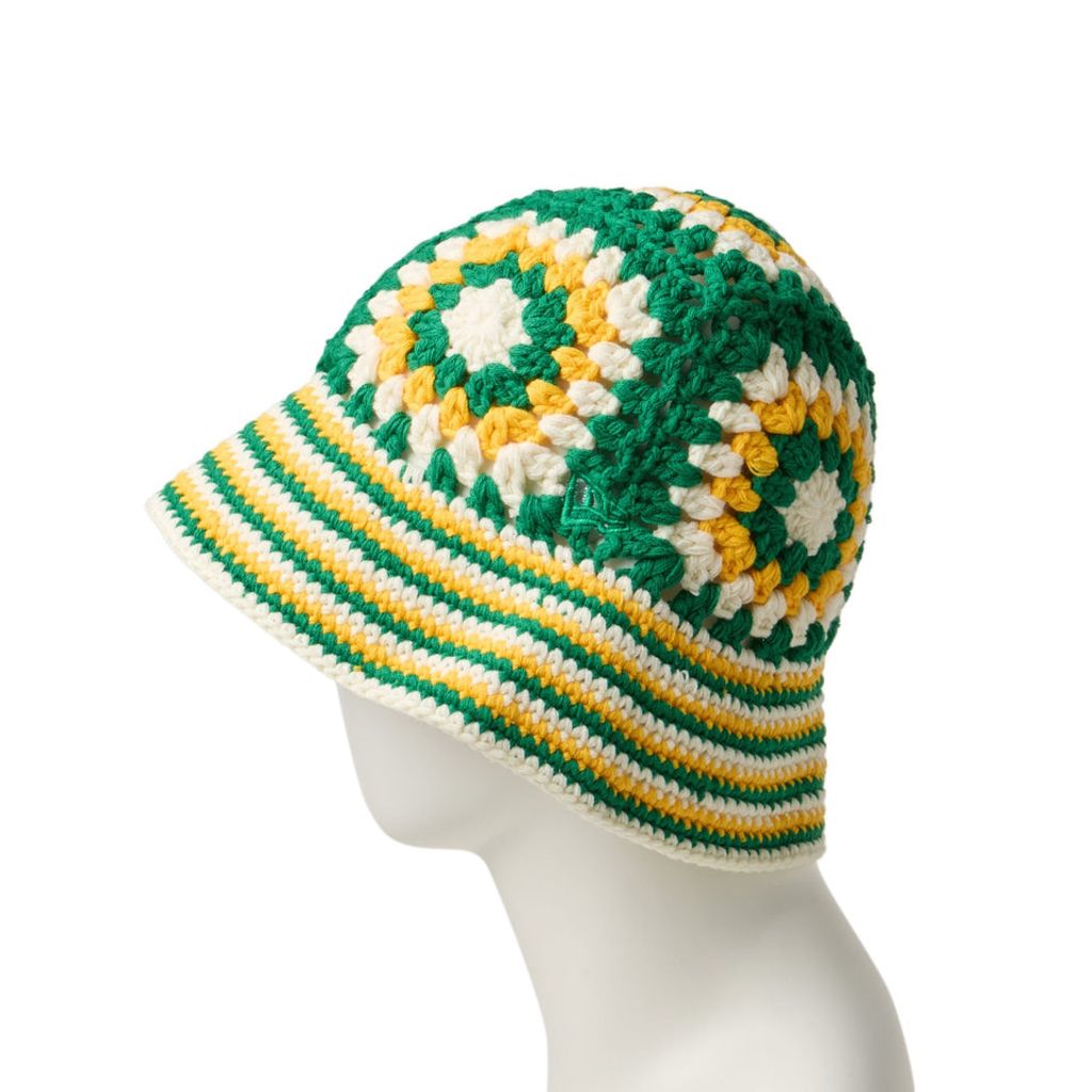 NEW ERA クロシェ ニットバケット グリーン/イエロー/ホワイト 14667697