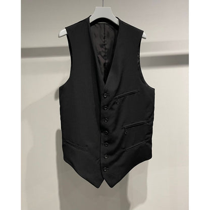 Y's for men WOOL GABARDINE ZIP POCKET VEST