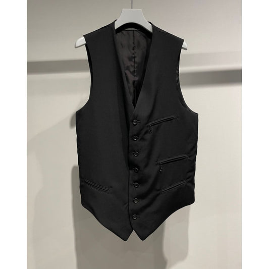 Y's for men WOOL GABARDINE ZIP POCKET VEST