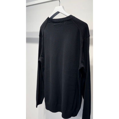 Y's for men INTERSIA LOGO ROUND NECK PULL OVER KNIT（BLACK）