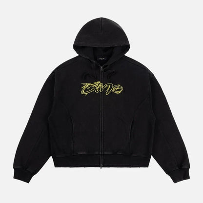 Dime Distressed Terry Zip Hoodie
