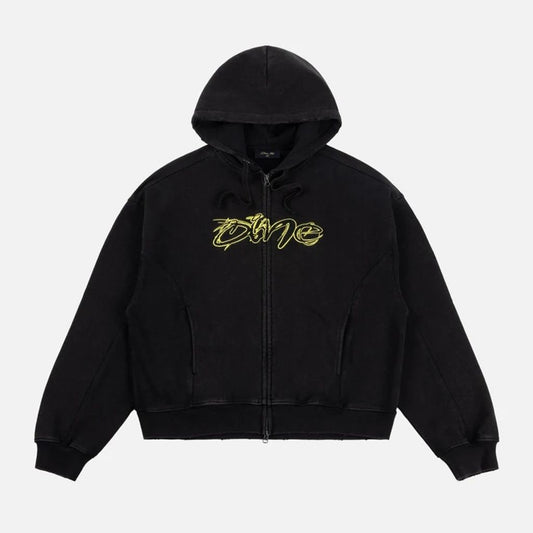 Dime Distressed Terry Zip Hoodie