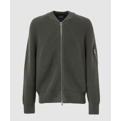 COMME des GARCONS HOMME BATONER W-NAME WOOL KNIT ZIP CARDIGAN（KAHKI）