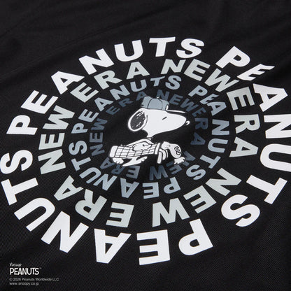 NEW ERA 半袖 ミッドネック Tシャツ Vintage PEANUTS ピーナッツ GOLF Circle ロゴ ブラック