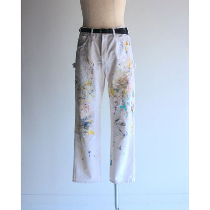 ANACHRONORM  ANDK003 DART PAINT DOUBLE KNEE PAINTER PANTS WHITE