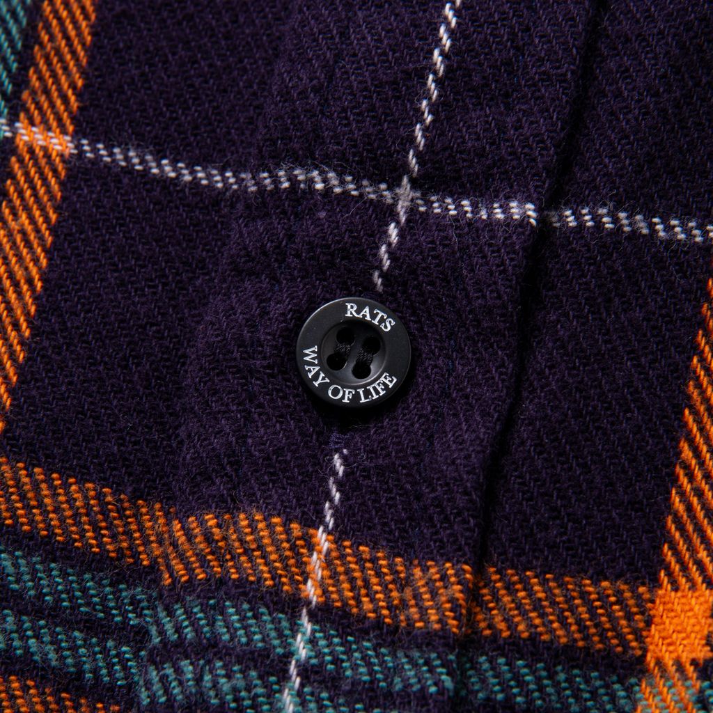 RATS COTTON FLANNEL NAVY CHECK SHIRT