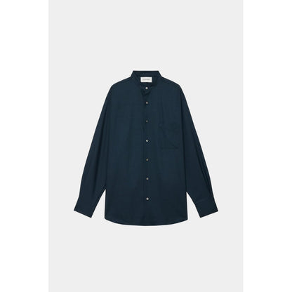MARKAWARE ORGANIC WOOL TROPICAL COMFORT FIT BAND COLLAR SHIRT