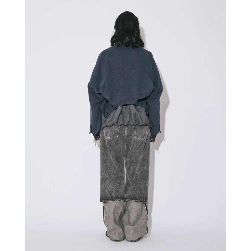 beautiful people selvedge denim flip hem pants blk bleach