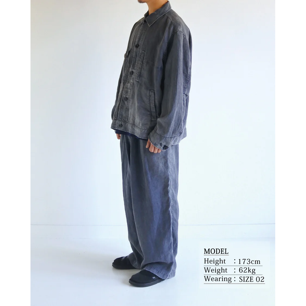 ANACHRONORM  FADED SULFUR DYED LINEN UTILITY JACKET