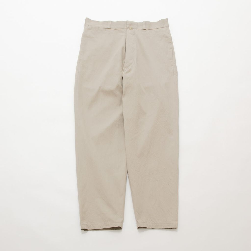 YAECA Chino Cloth Trousers Wide Tapered BEIGE