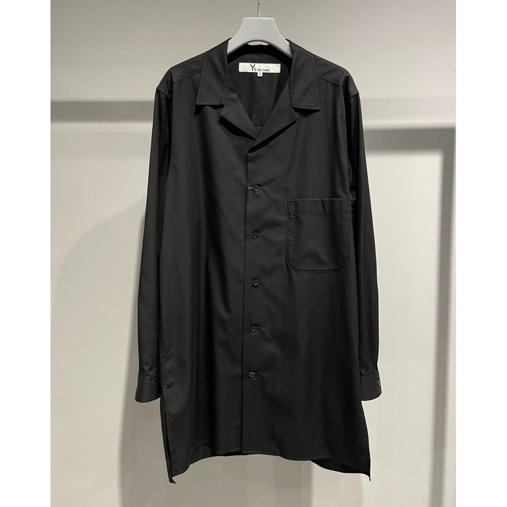 Y's for men 100/2 BROAD OPEN COLLAR SHIRT WITH LEFT CHEST POCKET