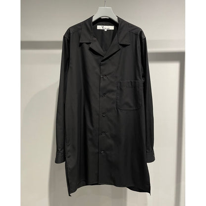 Y's for men 100/2 BROAD OPEN COLLAR SHIRT WITH LEFT CHEST POCKET