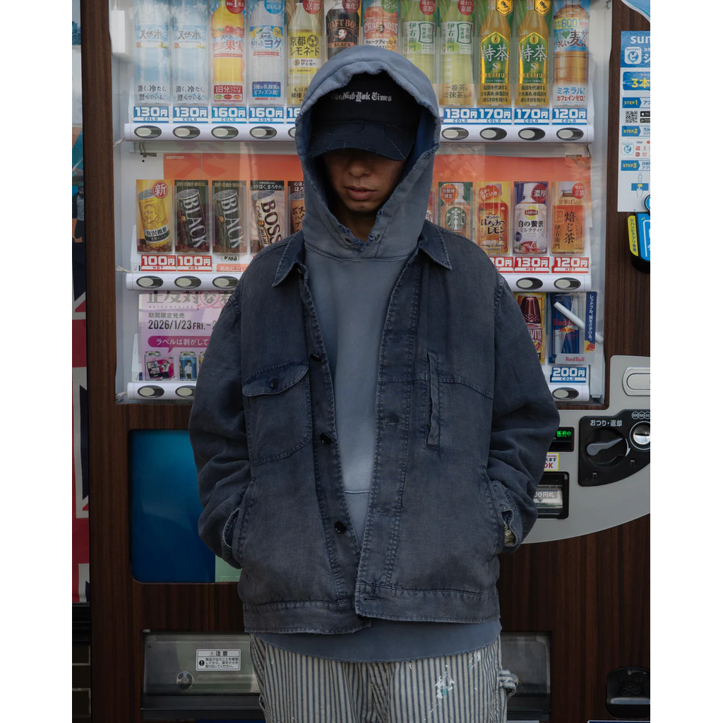 ANACHRONORM  FADED SULFUR DYED LINEN UTILITY JACKET