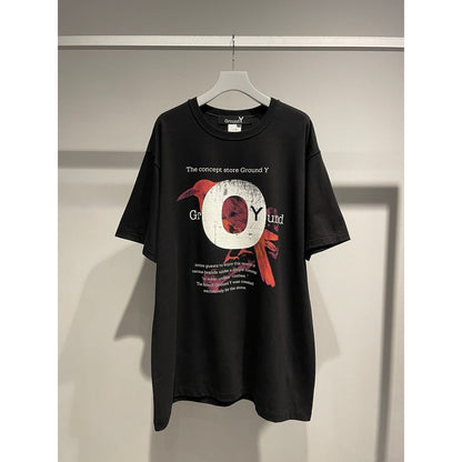 Ground Y COTTON JERSEY CROW T-SHIRT