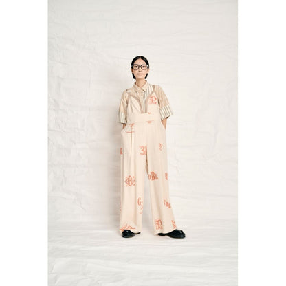 THOMAS MAGPIE C/Linen PRINT パンツ