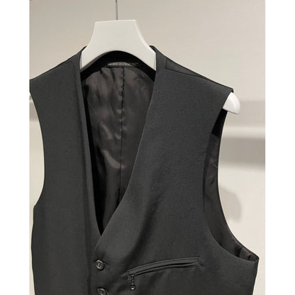 Y's for men WOOL GABARDINE ZIP POCKET VEST
