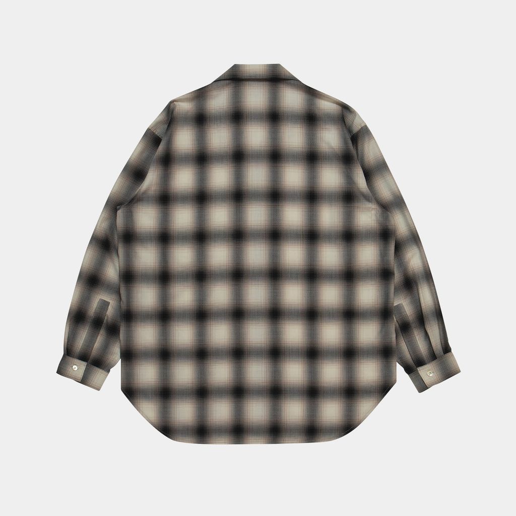 APPLEBUM OMBRE CHECK L/S ALOHA SHIRT [WHITE/BLACK] / 2420204