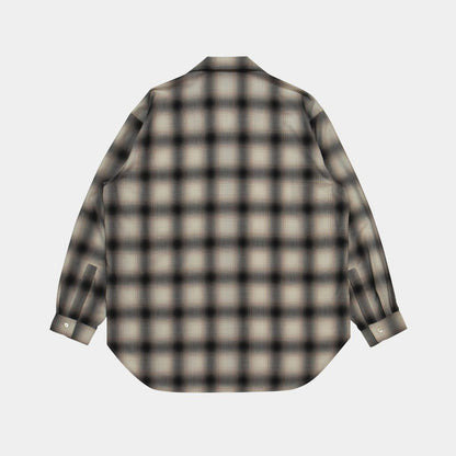 APPLEBUM OMBRE CHECK L/S ALOHA SHIRT [WHITE/BLACK] / 2420204