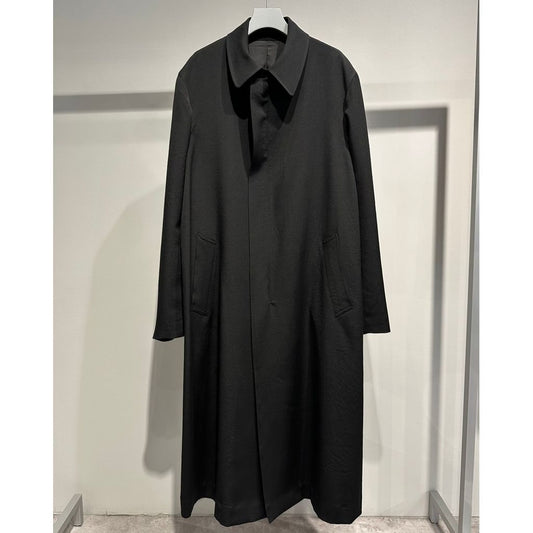 Y's for men WOOL GABARDINE COAT WITH STAND FRONT COLLAR