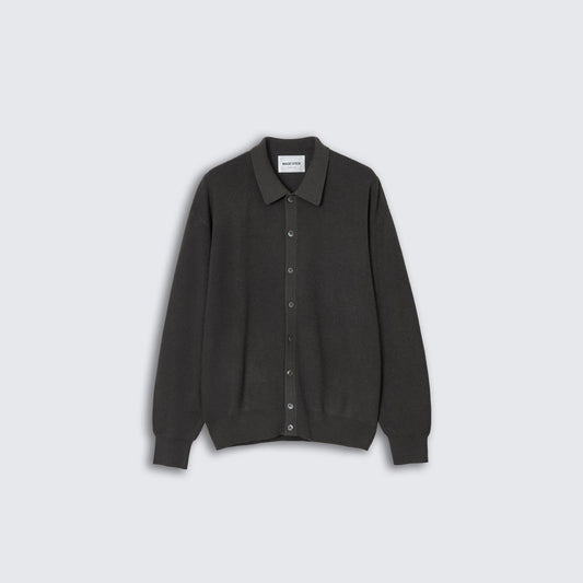 MAGIC STICK COLLARED KNIT MAFIA SHIRT (DUSTY GREIGE)