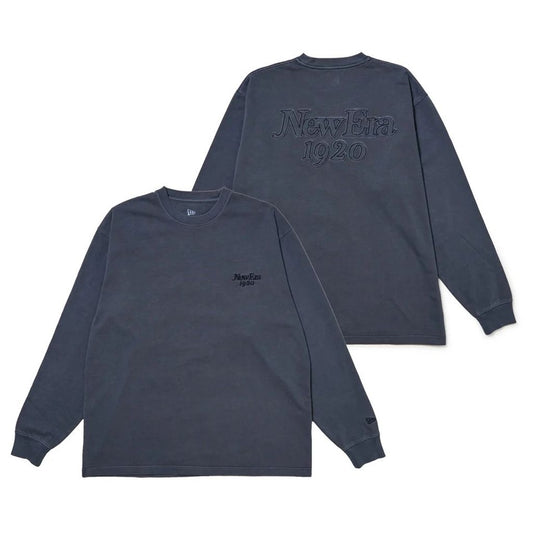 NEW ERA 長袖 オーバーサイズド ガーメントダイ コットン Tシャツ NEW ERA 1920 ネイビー  15129356