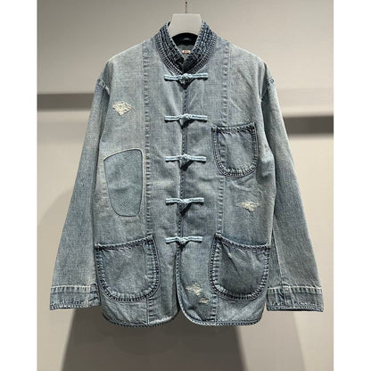 PORTER CLASSIC  CANNERY ROW DENIM CHINESE JACKET