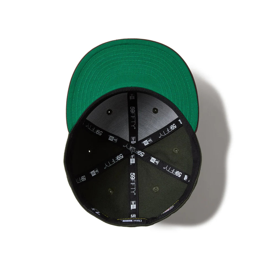 NEW ERA  59FIFTY Powered by GORO NAKATSUGAWA（min-nano）オークランド・アスレチックス ダークシーウィード ブラウンバイザー