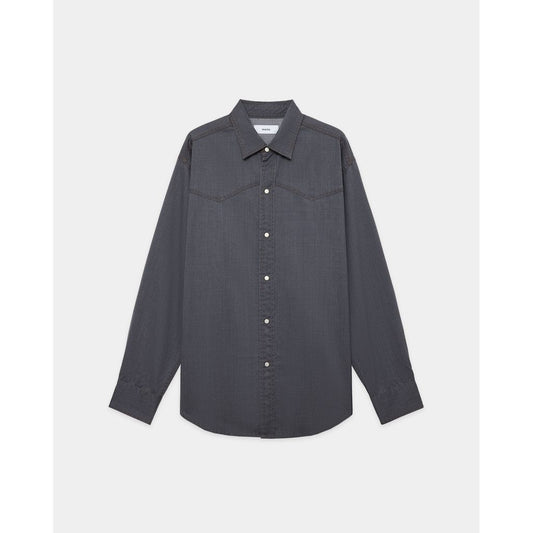 marka Washable 2/72 Wool Gabardine Pigment Print Western Shirt