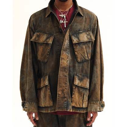 ANACHRONORM  AN374-B SULFUR DYED RIPSTOP REALTREE FATIGUE JACKET SULFUR BLACK