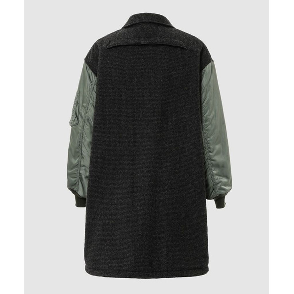 COMME des GARCONS HOMME WOOL 縮絨 × NYLON TWILL COAT（GRAY）