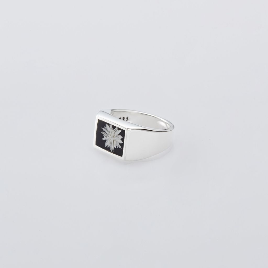 XOLO JEWELRY  Signet Ring with Black Flower