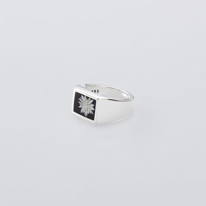 XOLO JEWELRY  Signet Ring with Black Flower