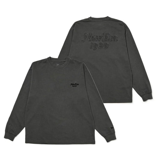 NEW ERA 長袖 オーバーサイズド ガーメントダイ コットン Tシャツ NEW ERA 1920 ネイビー  15129357