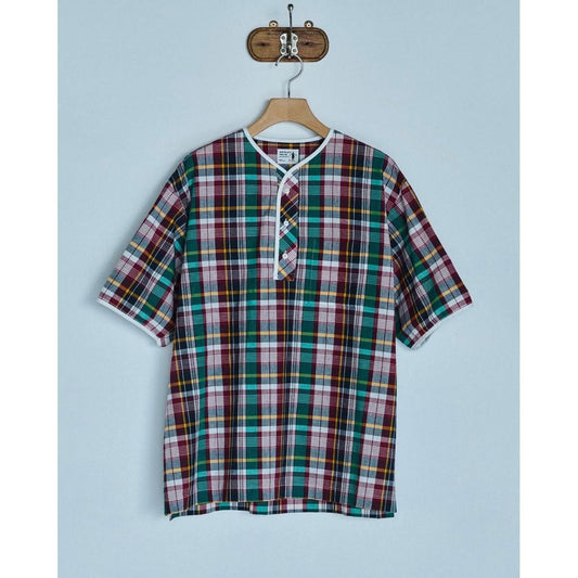 HENLEY NECK DEPARTMENT Albert-GREEN MADRAS PLAID
