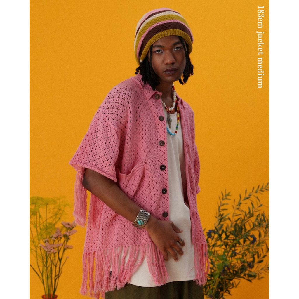 AMBERGLEAM Fringe Cotton Knit Shirt