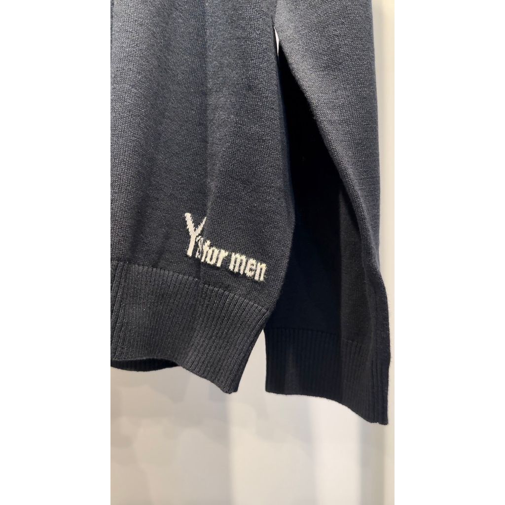 Y's for men INTERSIA LOGO ROUND NECK PULL OVER KNIT（BLACK）