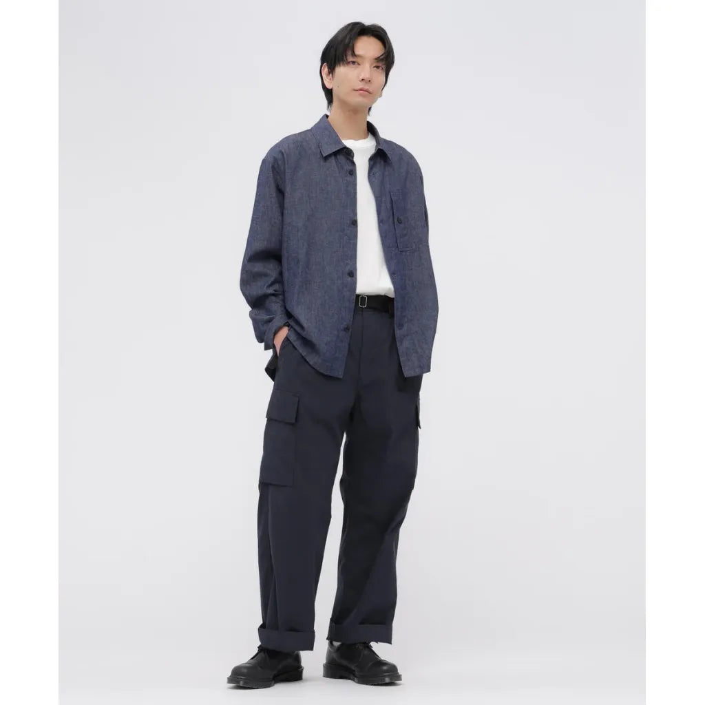 MHL. WASHED COTTON NYLON TROUSERS