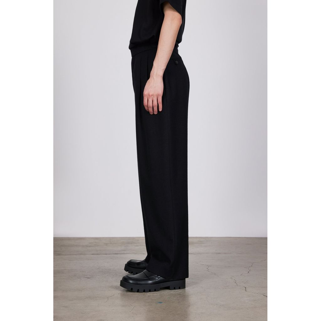 MARKA TUMBLED WOOL SERGE OFFICER PANTS 2TUCK WIDE