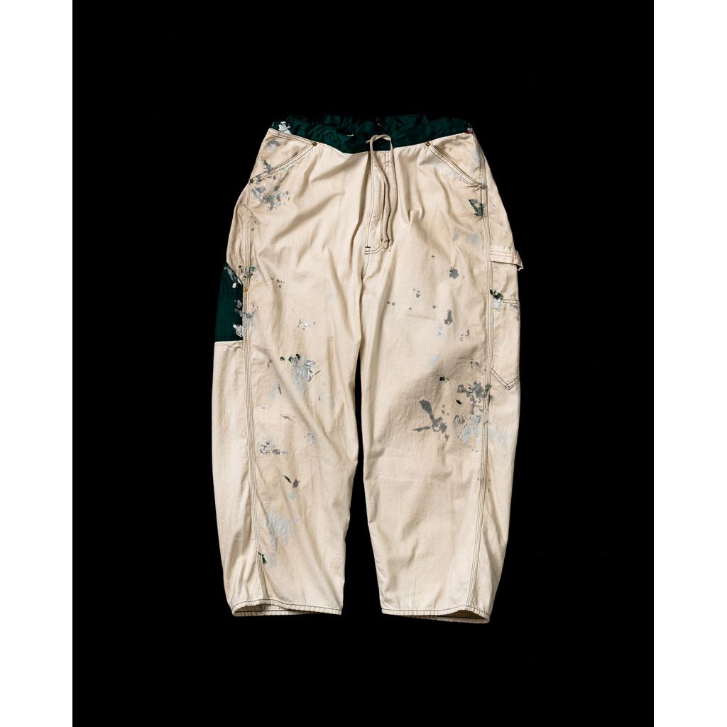 ANACHRONORM  AN297-W DART PAINT PAINTER EASY PANTS OFF WHITE ×GREEN