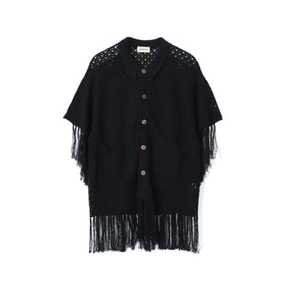 AMBERGLEAM Fringe Cotton Knit Shirt