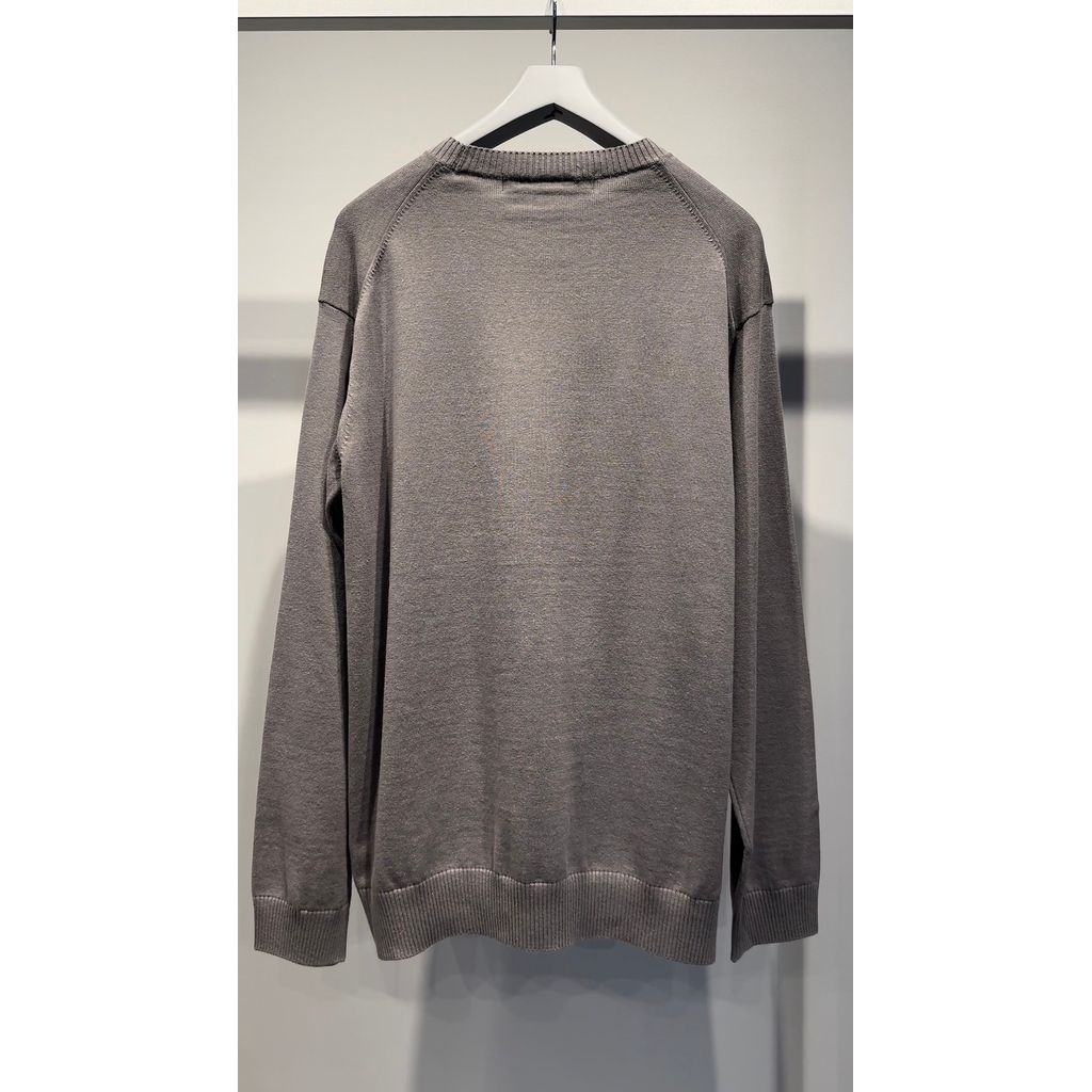 Y's for men INTERSIA LOGO ROUND NECK PULL OVER KNIT（GRAY）