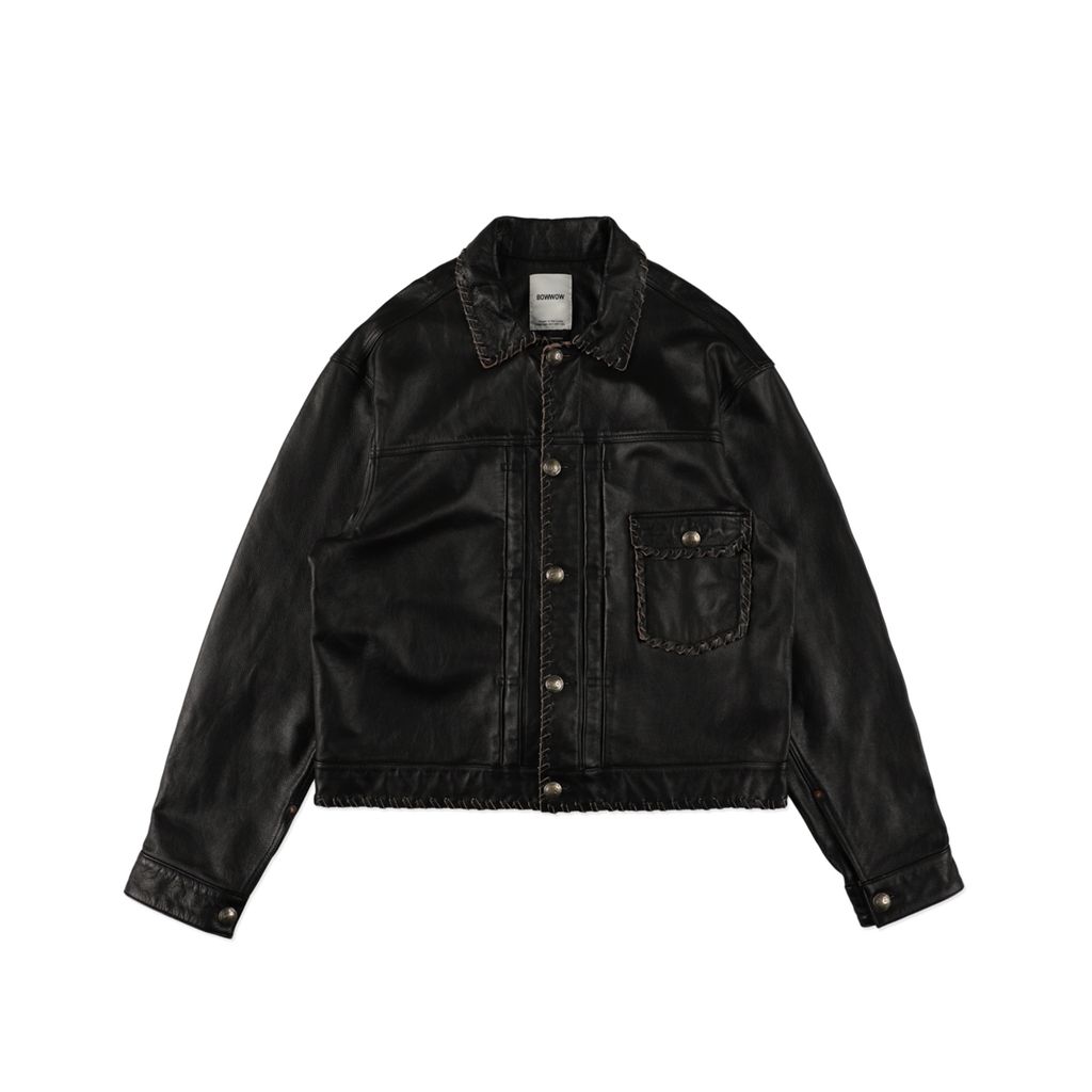 BOW WOW  LACE-UP LEATHER TRUCKER JACKET