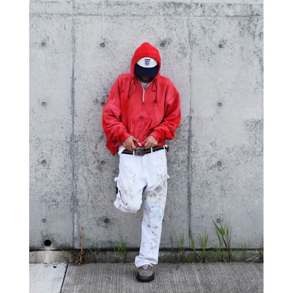 ANACHRONORM  ANDK003 DART PAINT DOUBLE KNEE PAINTER PANTS WHITE