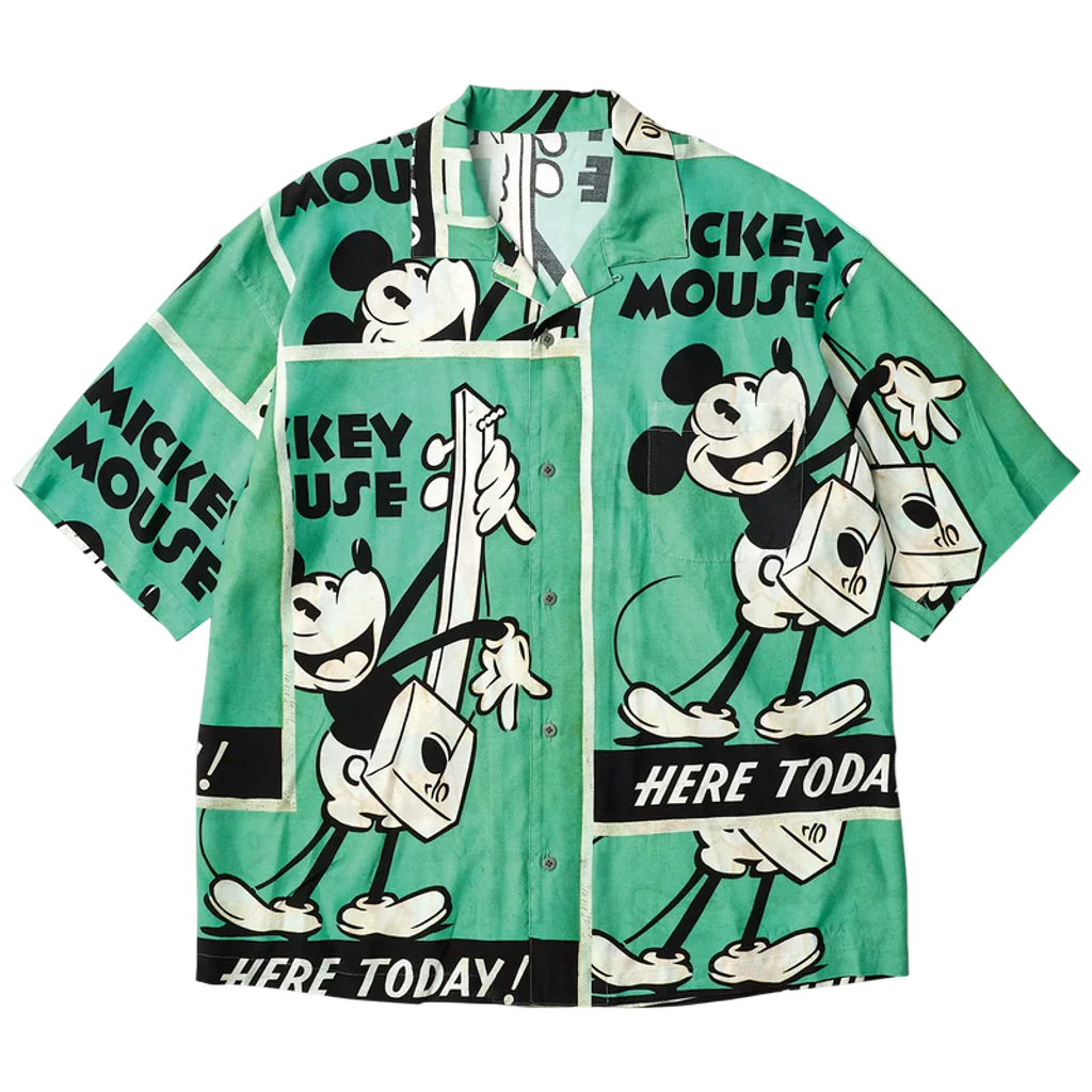 PORTER CLASSIC DISNEY VP / PC ALOHA COLLECTION ALOHA SHIRT / MICKEY & GUITAR