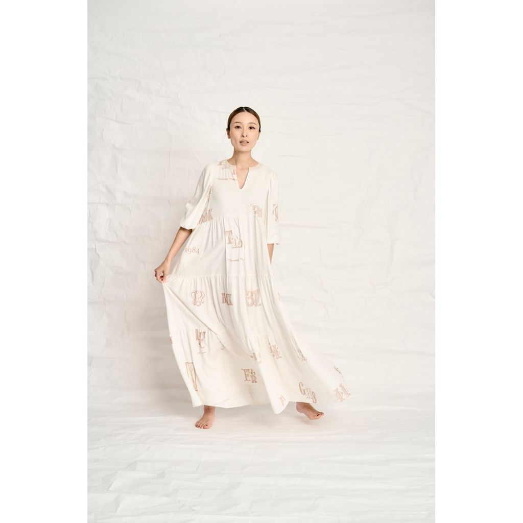 THOMAS MAGPIE C/Linen PRINT サロペット