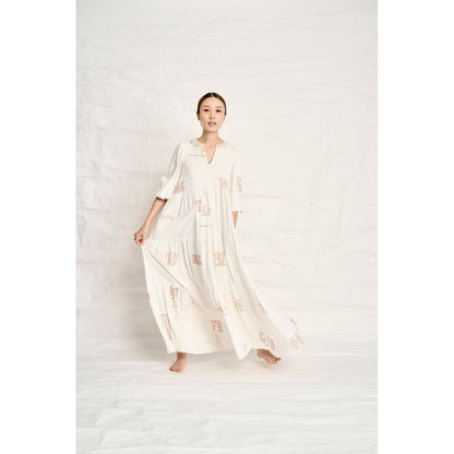 THOMAS MAGPIE C/Linen PRINT サロペット