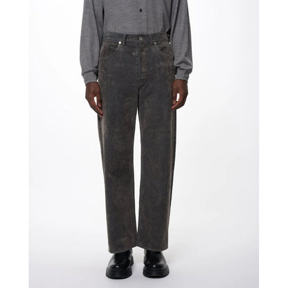 marka Velvet-Flocked Organic Cotton Denim / Cylinder Fit Jeans