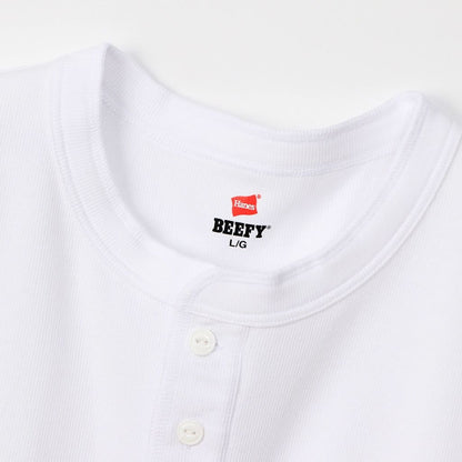Hanes  BEEFY リブヘンリーネックTシャツ