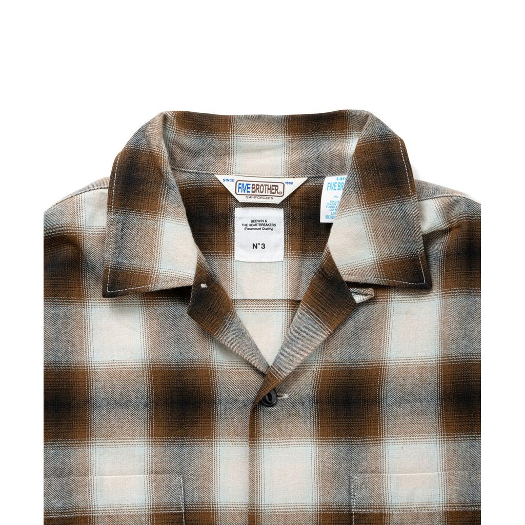 BEDWIN & THE HEARTBREAKERS FIVE BROTHER Ex. L/S CHECK SHIRT "VIN"