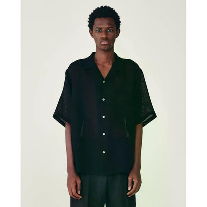 MARKAWARE Organic Wool Raschel / New Open Collar S/S Shirt